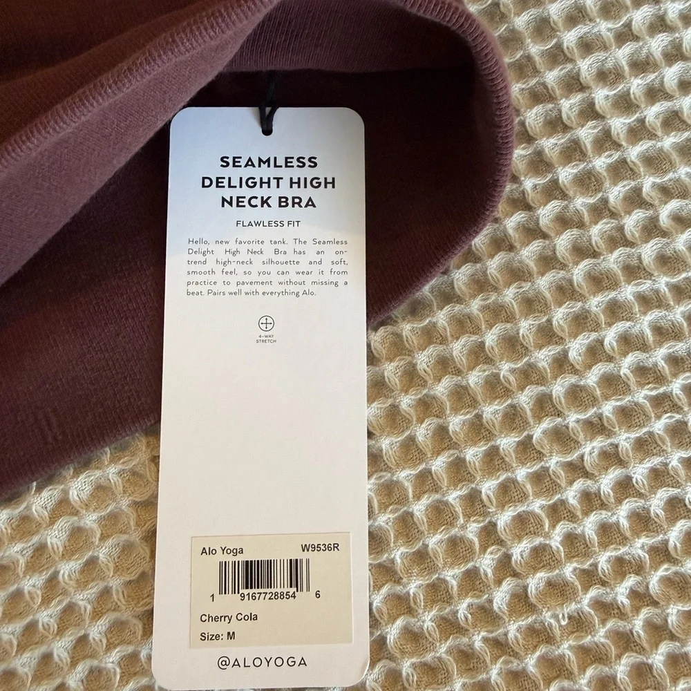 ALO Yoga Seemless Delight High Neck Bra Tank Color: Cherry Cola - Picture 5 of 5